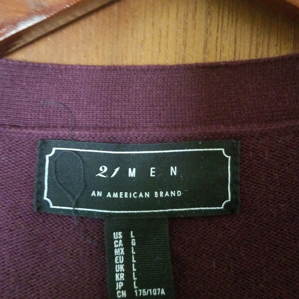 Forever 21 Men's Burgundy Cardigan - Picture 2 of 3